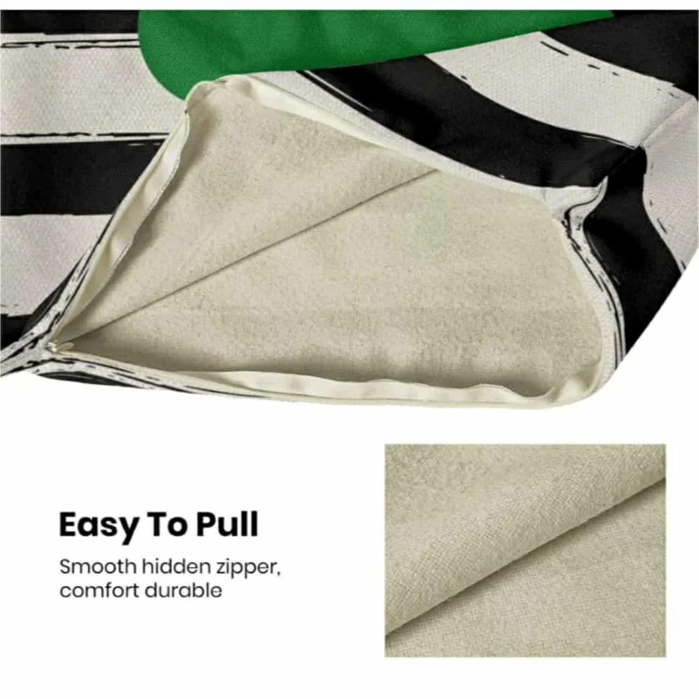 2 Pc Set Of Striped Pillow Covers with Green Shamrock